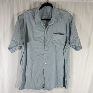 Tommy Bahama Silk Blend Shirt Mens Large Blue Button Up Short Sleeve lightweight